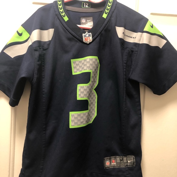 Nike On Field NFL Authentic Seattle Seahawks #3 Wilson Boy’s Blue Jersey Sz M - Picture 5 of 14